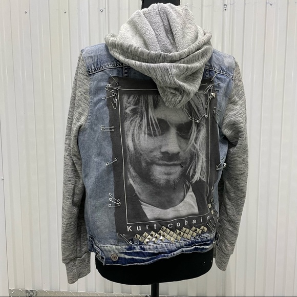 custom kurt cobain nirvana band t denim jacket - Picture 6 of 9